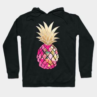 Aloha pineapples, Hot Pink+Faux Gold Hoodie